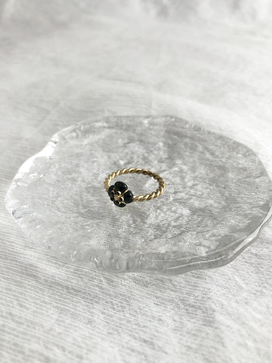 CHANEL Camellia Ring Gold Vintage 55upc6