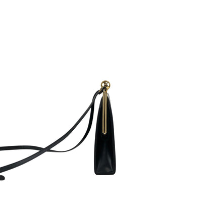 Yves Saint Laurent Metal Clasp Small Shoulder bag Black Vintage 8z366v
