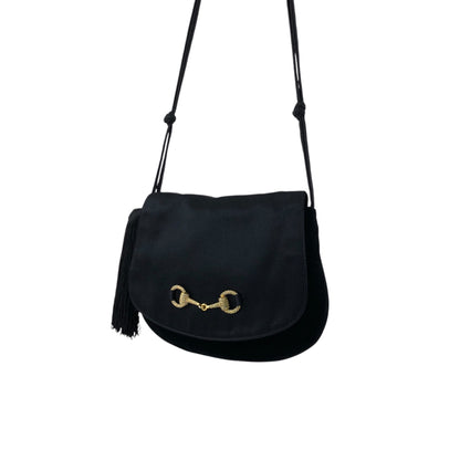GUCCI Horse Bit Tassel Shoulder bag Black Vintage xvctcj