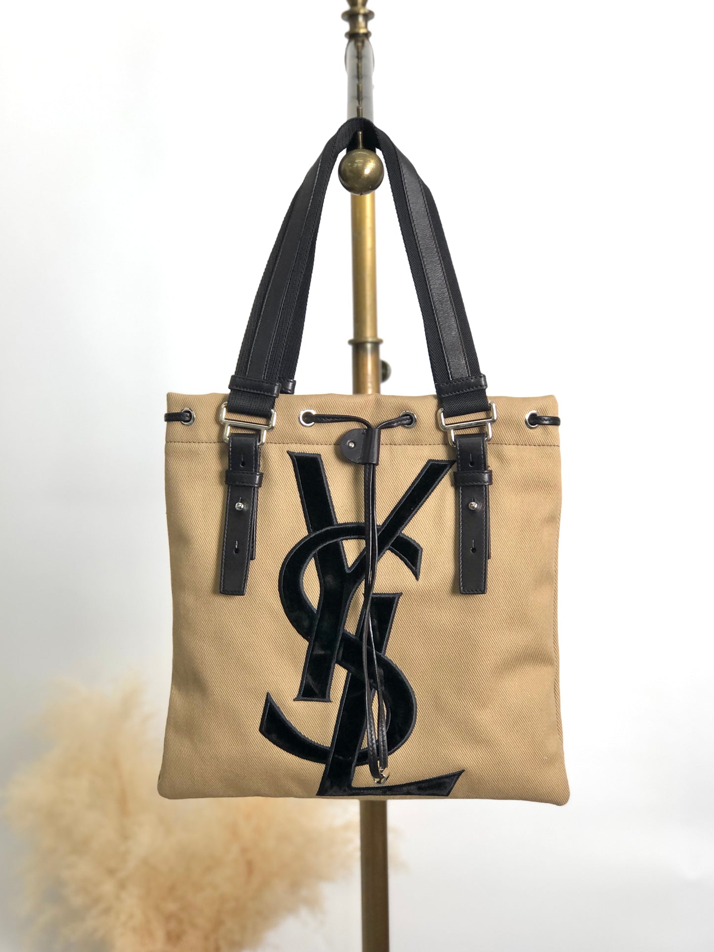 Yves Saint Laurent YSL Logo Totebag Beige Vintage tc7pge