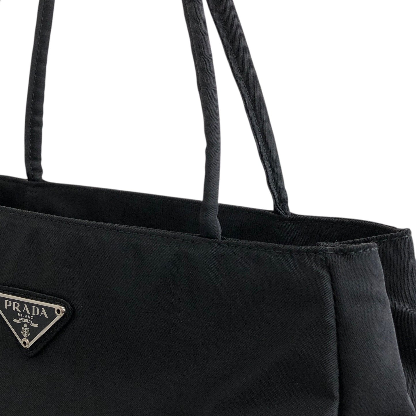 PRADA Triangle Logo Handbag Black Vintage kkmacr