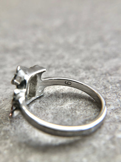 Christian Dior Rhinestone Ring Silver×Pink Vintage ud6td8