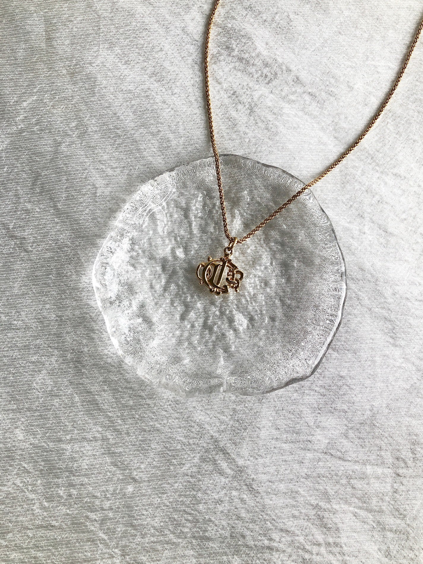 Christian Dior Emblem Motif Necklace Gold Vintage abmgwk