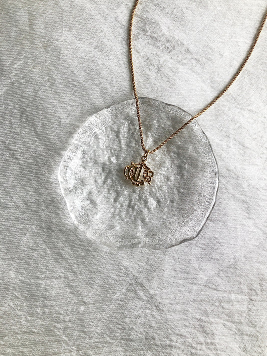 Christian Dior Emblem Motif Necklace Gold Vintage abmgwk