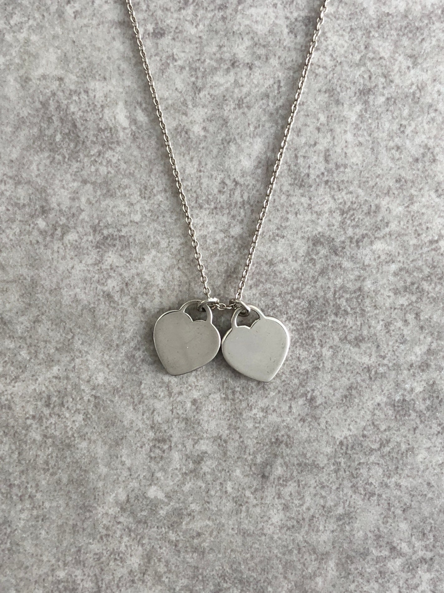 Tiffany & Co. Logo Double Heart SILVER925 Necklace Silver Vintage 5g7hxe