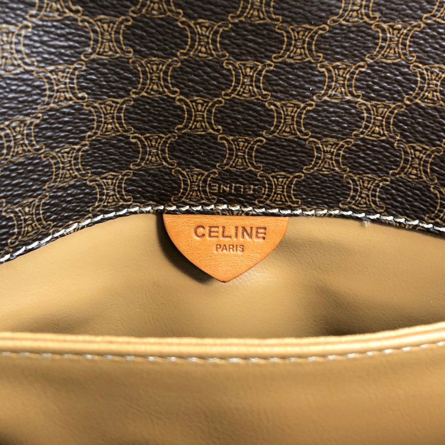 CELINE Macadam Horseshoe Shoulder bag Brown Vintage pep636