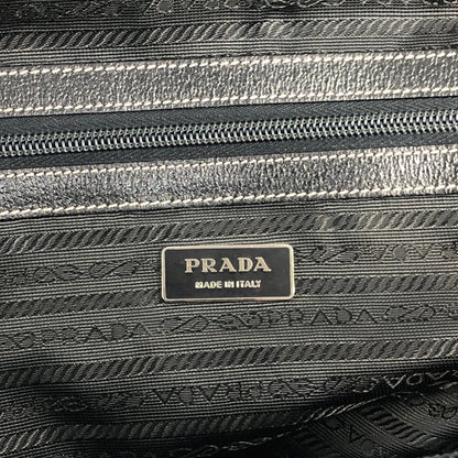 PRADA Triangle Logo Handbag Boston bag Black×Khaki Vintage 7dekxx