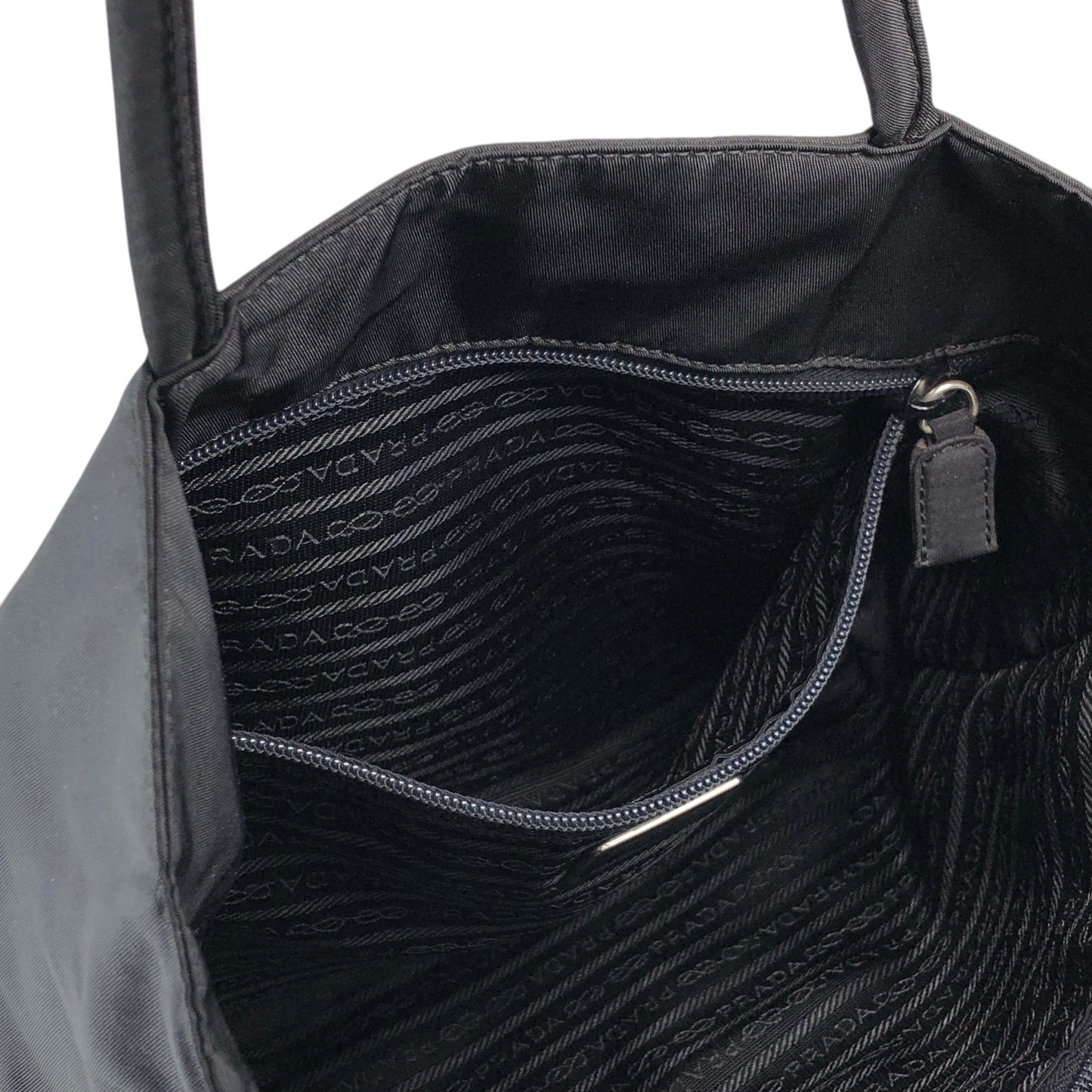 PRADA Tessuto Triangle Logo Handbag Totebag Black Vintage 4fphjj