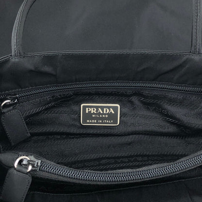 PRADA Tessuto Triangle Logo Side Pocket Totebag Black Vintage iwt8yv