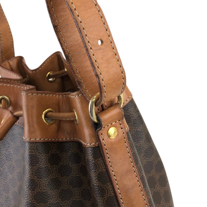 CELINE Macadam Blason Drawstring Shoulder bag Brown Vintage e8wkxg