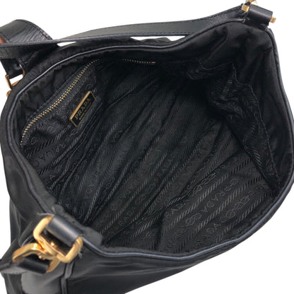 PRADA Tessuto Triangle Logo Turn Lock Shoulder bag Black Vintage 5mvw3a