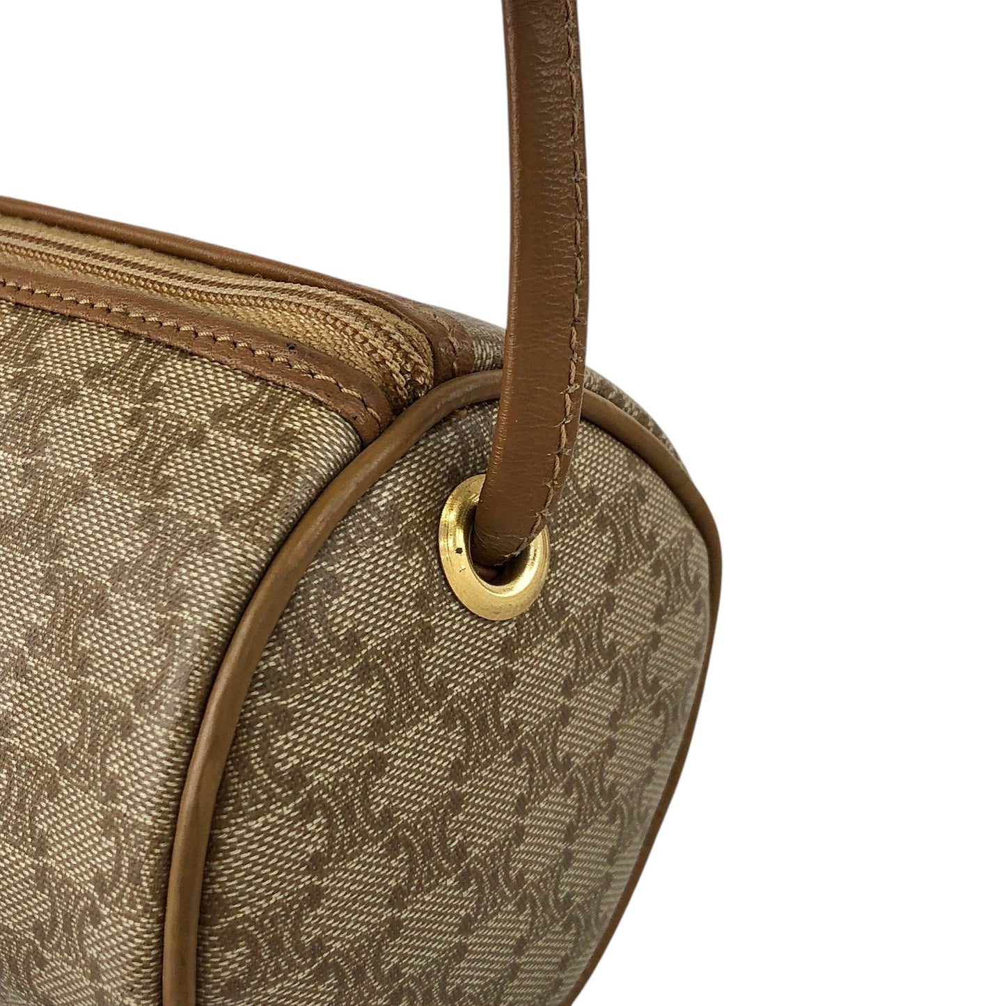 CELINE Macadam Blason Small Shoulder bag Beige Vintage n3gs7s
