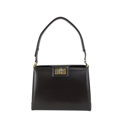 GUCCI Turn Lock Handbag Brown Vintage ud4z3y