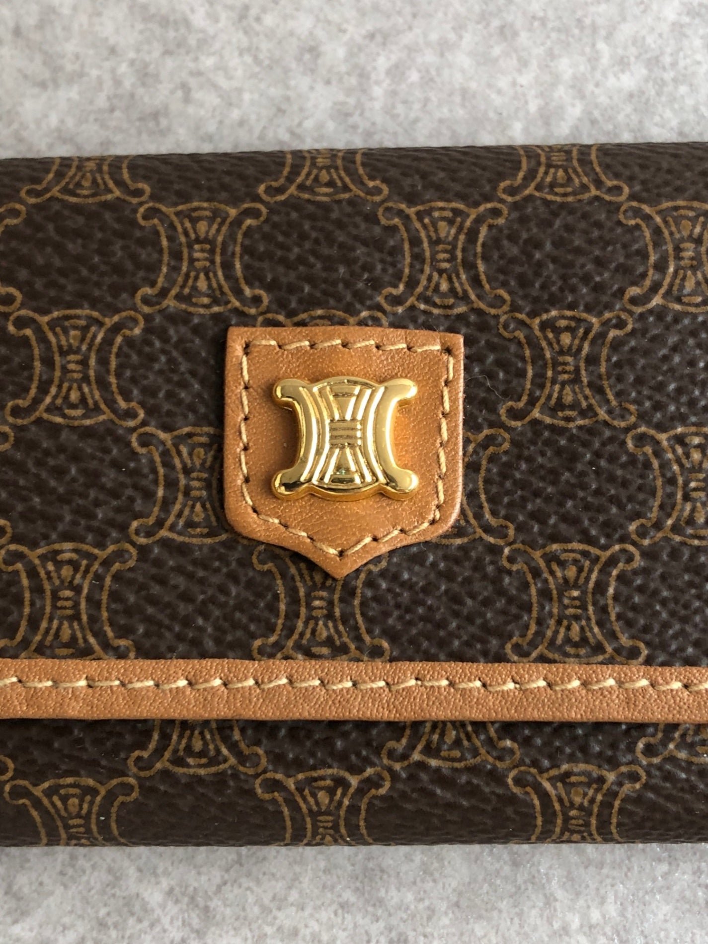 CELINE Macadam Blason Key Case Brown Vintage ugjspr