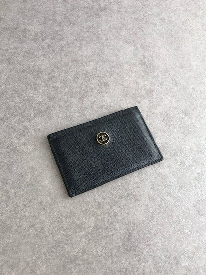CHANEL Coco Mark Card holder Black Vintage 2wbjut