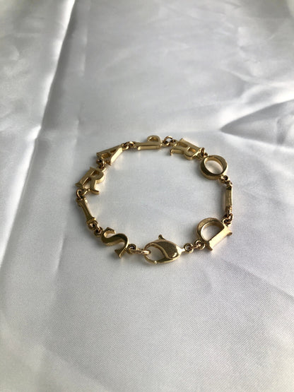 Christian Dior CD Logo Motif Bracelet Gold Vintage zfejdh