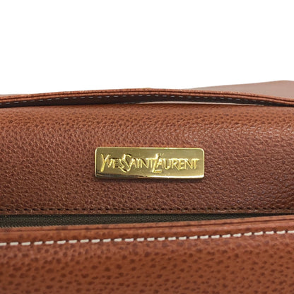 Yves Saint Laurent YSL Logo Flap Shoulder bag Brown Vintage 47s5y8