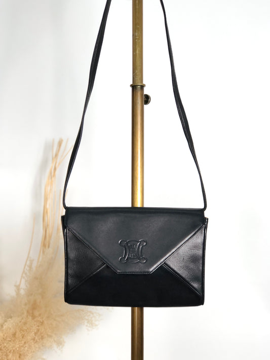 CELINE Triomphe Shoulder bag Black Vintage y7xmc7