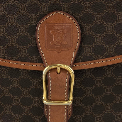 CELINE Macadam Blason Front Buckle Shoulder bag Brown Vintage 6tcy32