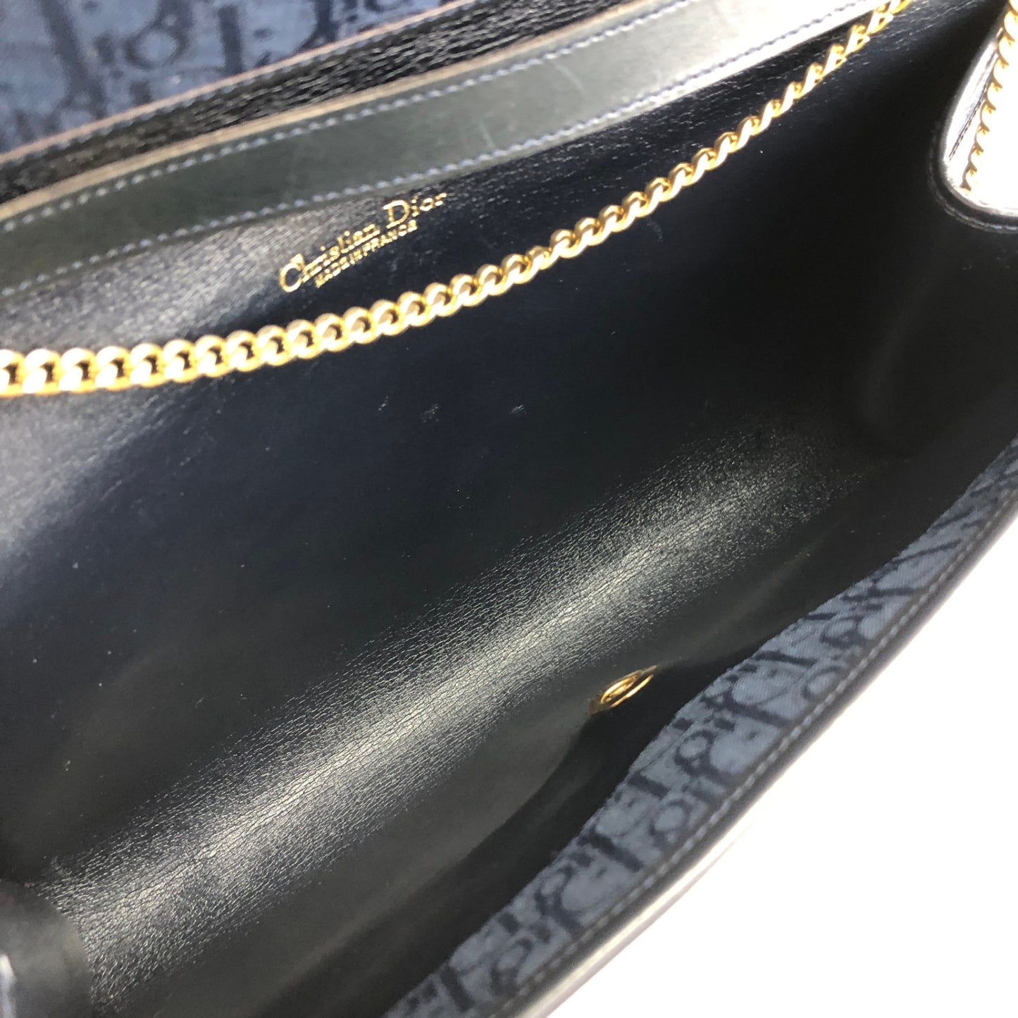 Christian Dior Trotter Chain Shoulder bag Navy Vintage bsad3g