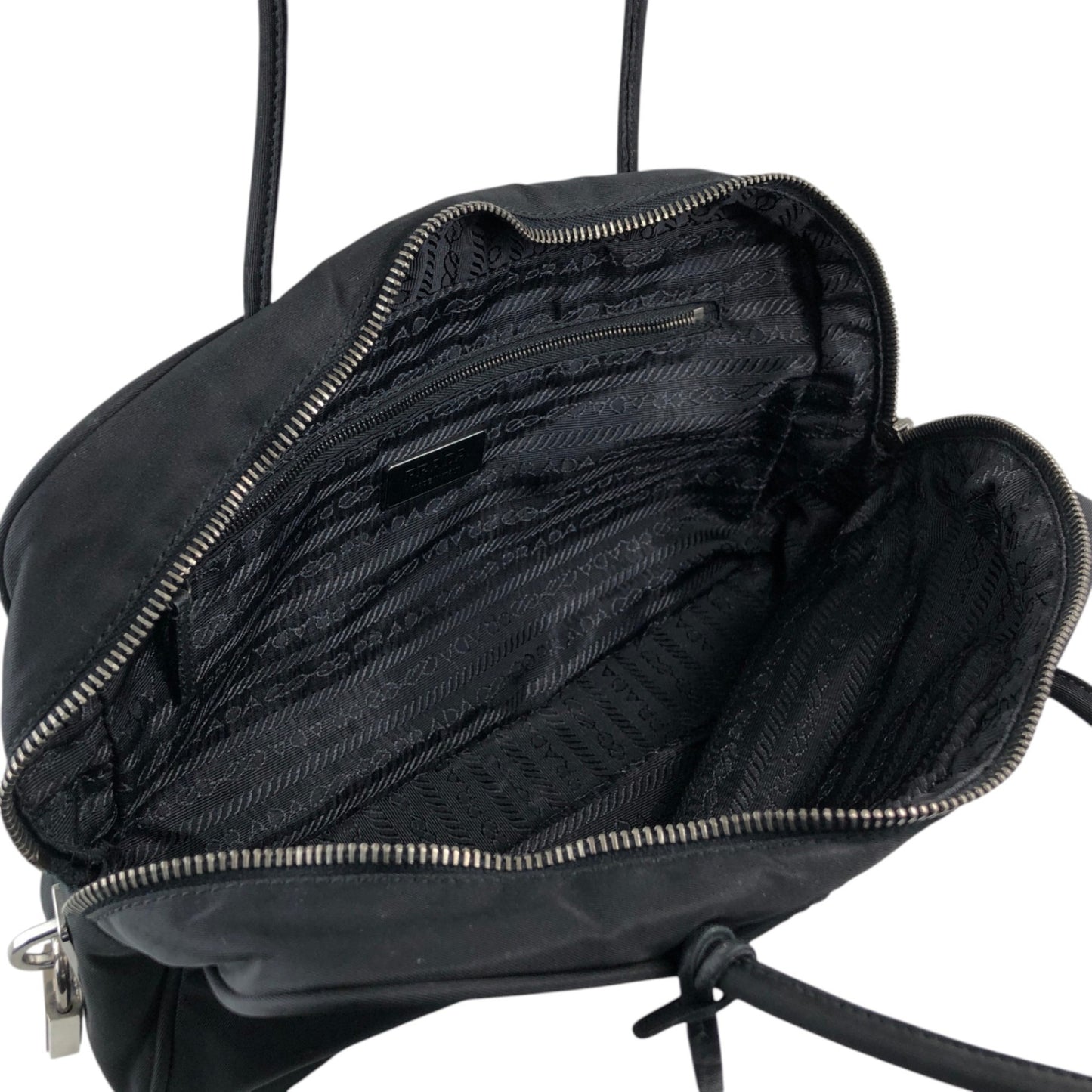 PRADA Tessuto Triangle Logo Handbag Black Vintage w7yvkr