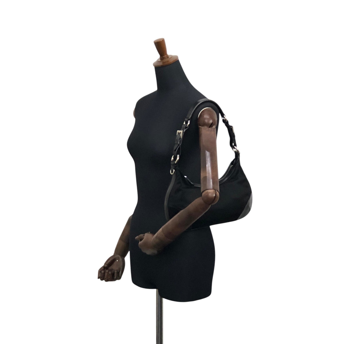 PRADA Triangle Logo Shoulder bag Hobobag Black Vintage cpgmii