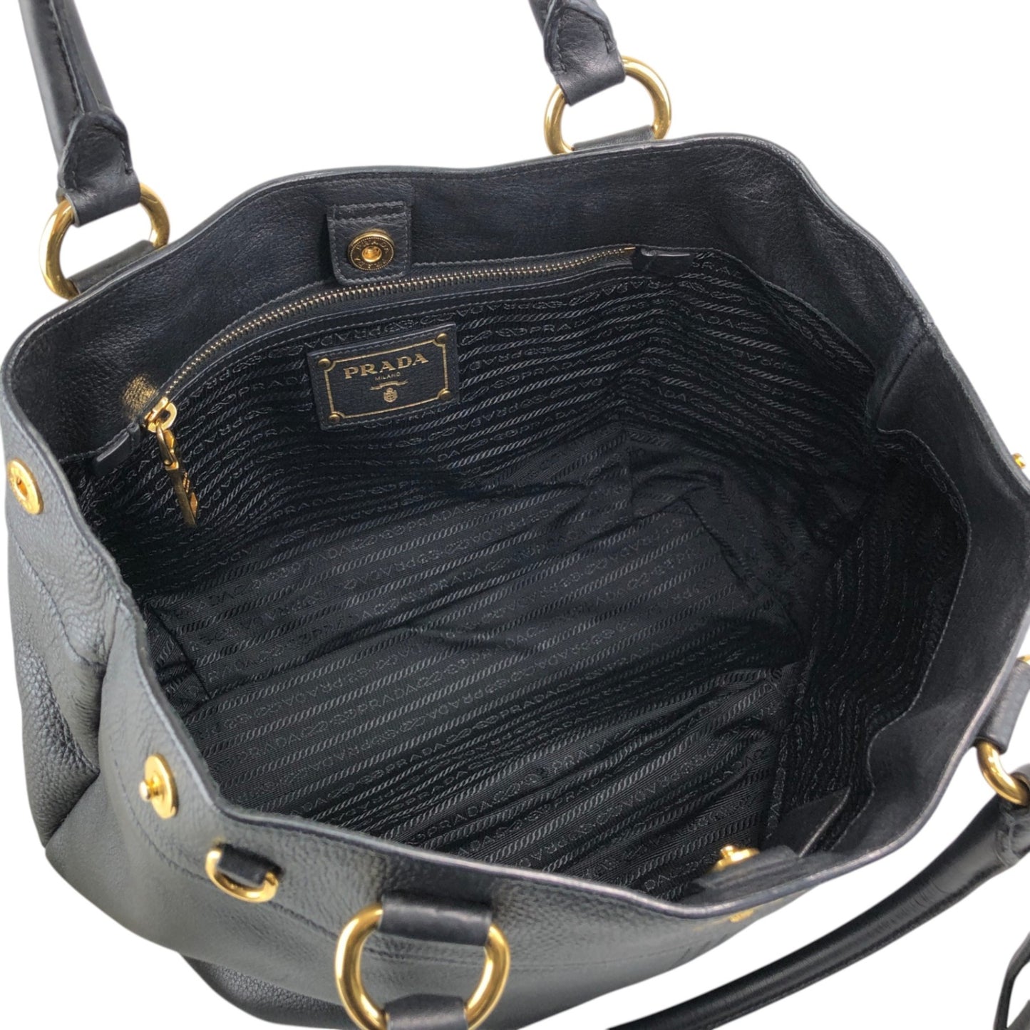 PRADA Logo Handbag Black Vintage 8mhtj6