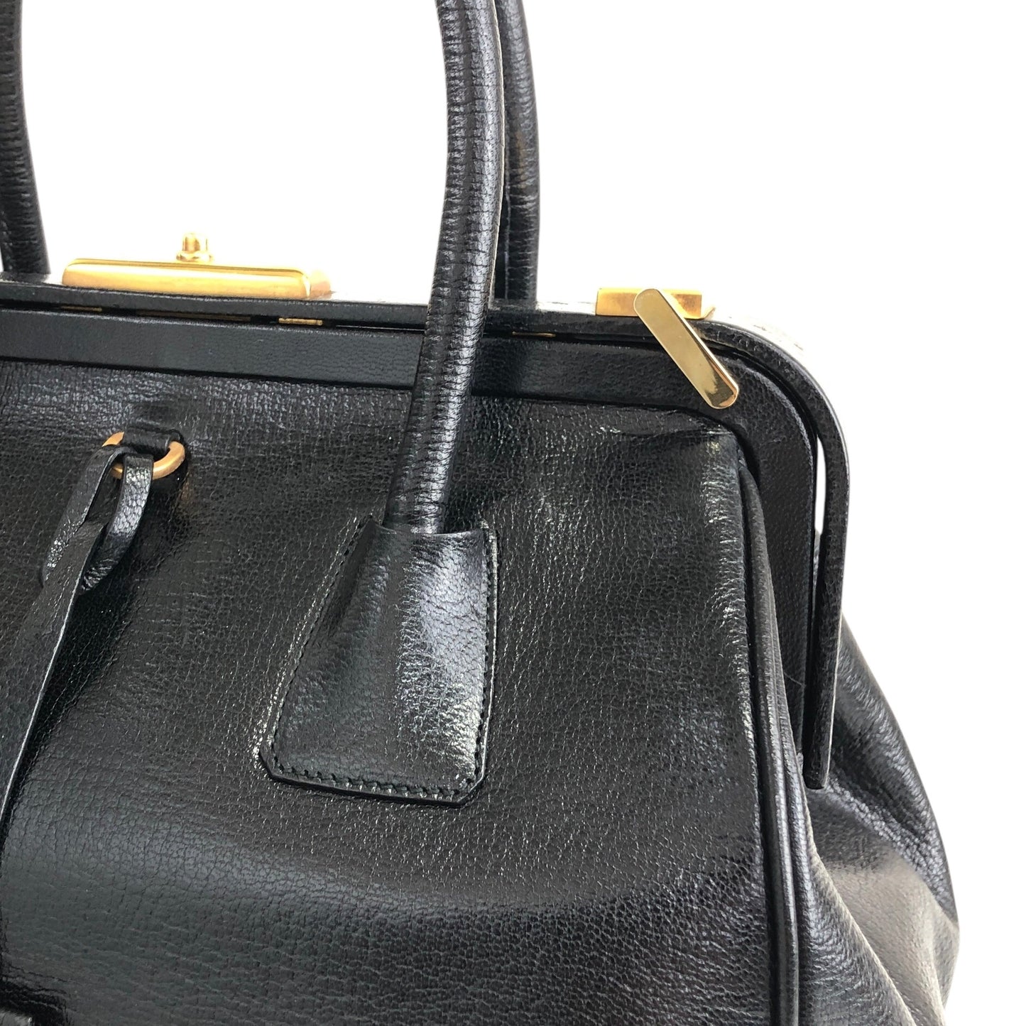 PRADA Handbag Boston bag Black Vintage ruijbf