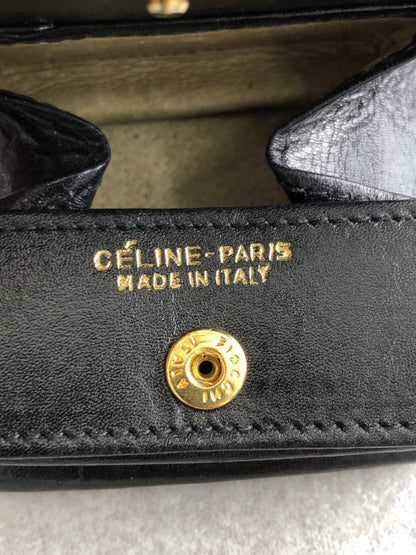 CELINE Horse Carriage Coin Purse Black Vintage xtzphh