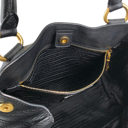 PRADA Logo Two-way Handbag Shoulder bag Black Vintage g864hh