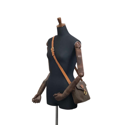 CELINE Macadam Horse Bit Shoulder bag Brown Vintage yw7ax4