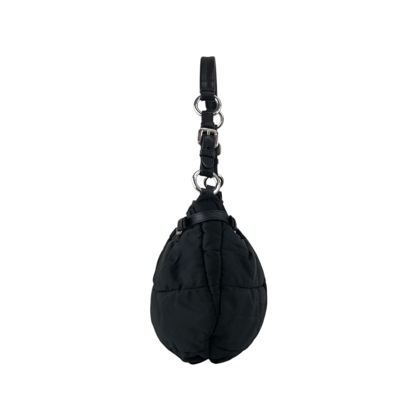 PRADA Logo Shoulder bag Hobobag Black Vintage kut77d