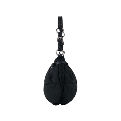 PRADA Logo Shoulder bag Hobobag Black Vintage kut77d