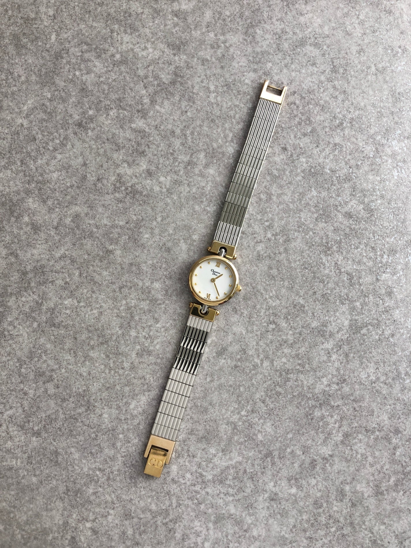 Christian Dior Quartz Watch Silver×Gold 3025 Vintage 7bawiw