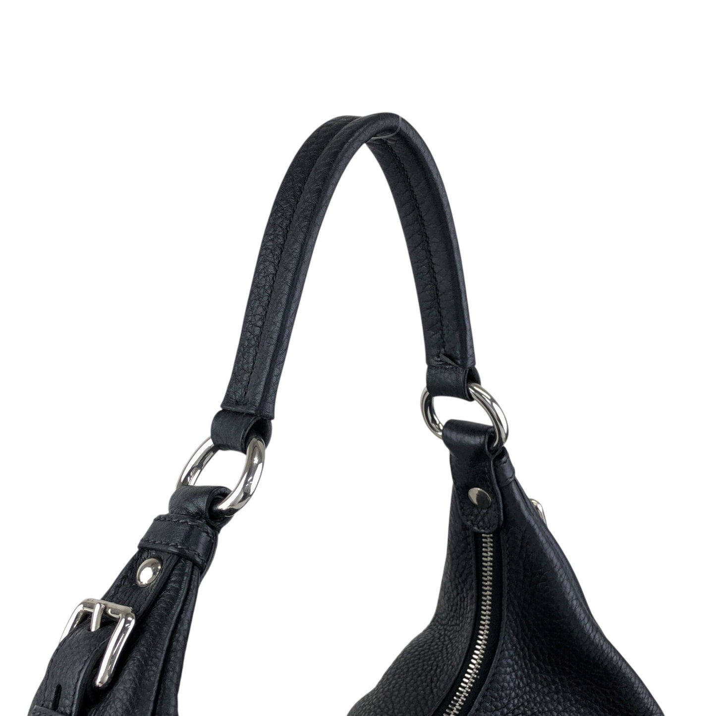 PRADA Logo Shoulder bag Hobobag Black Vintage 53rvk2