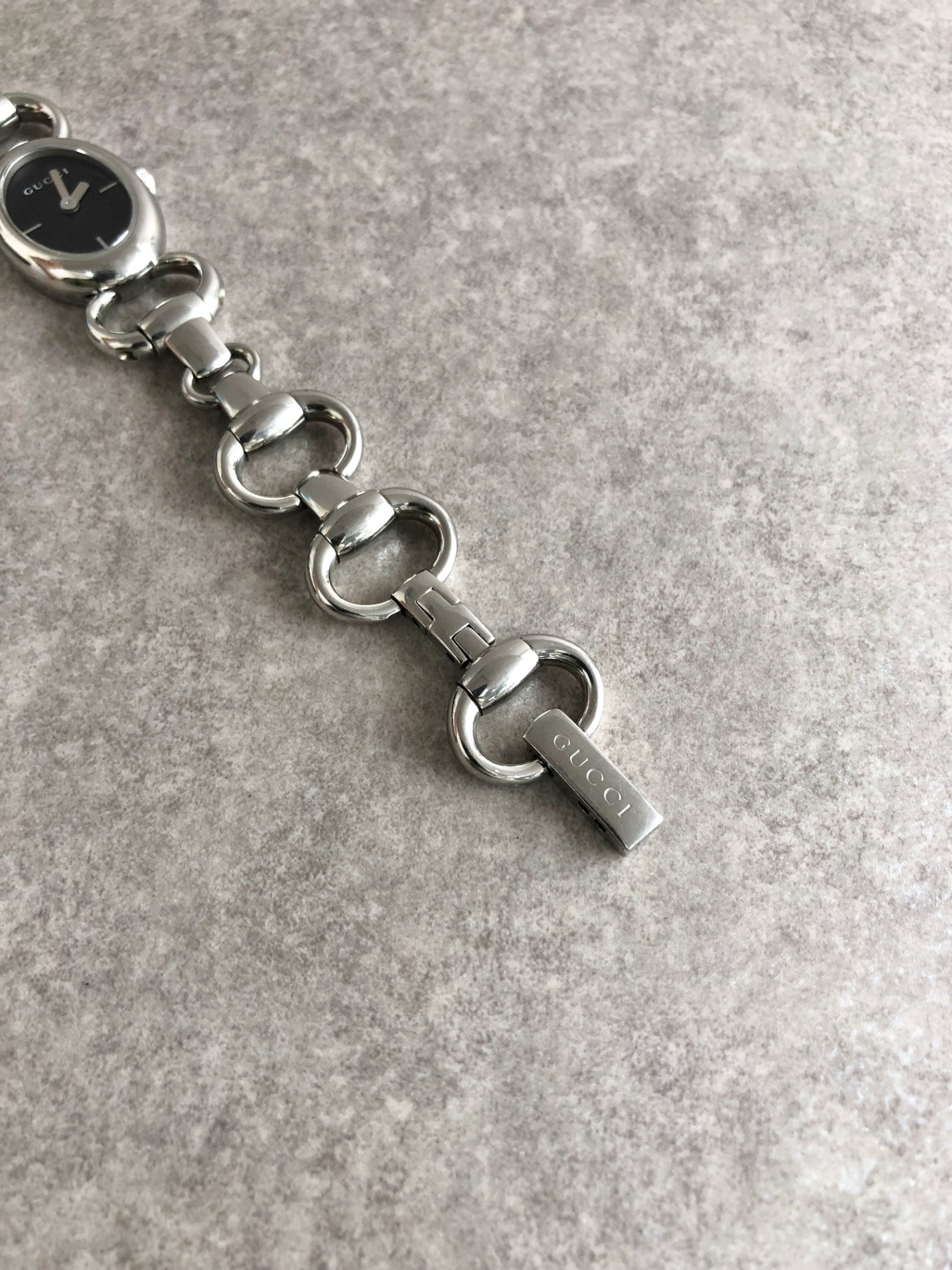 GUCCI Logo Watch Silver 118 Vintage ty8ida