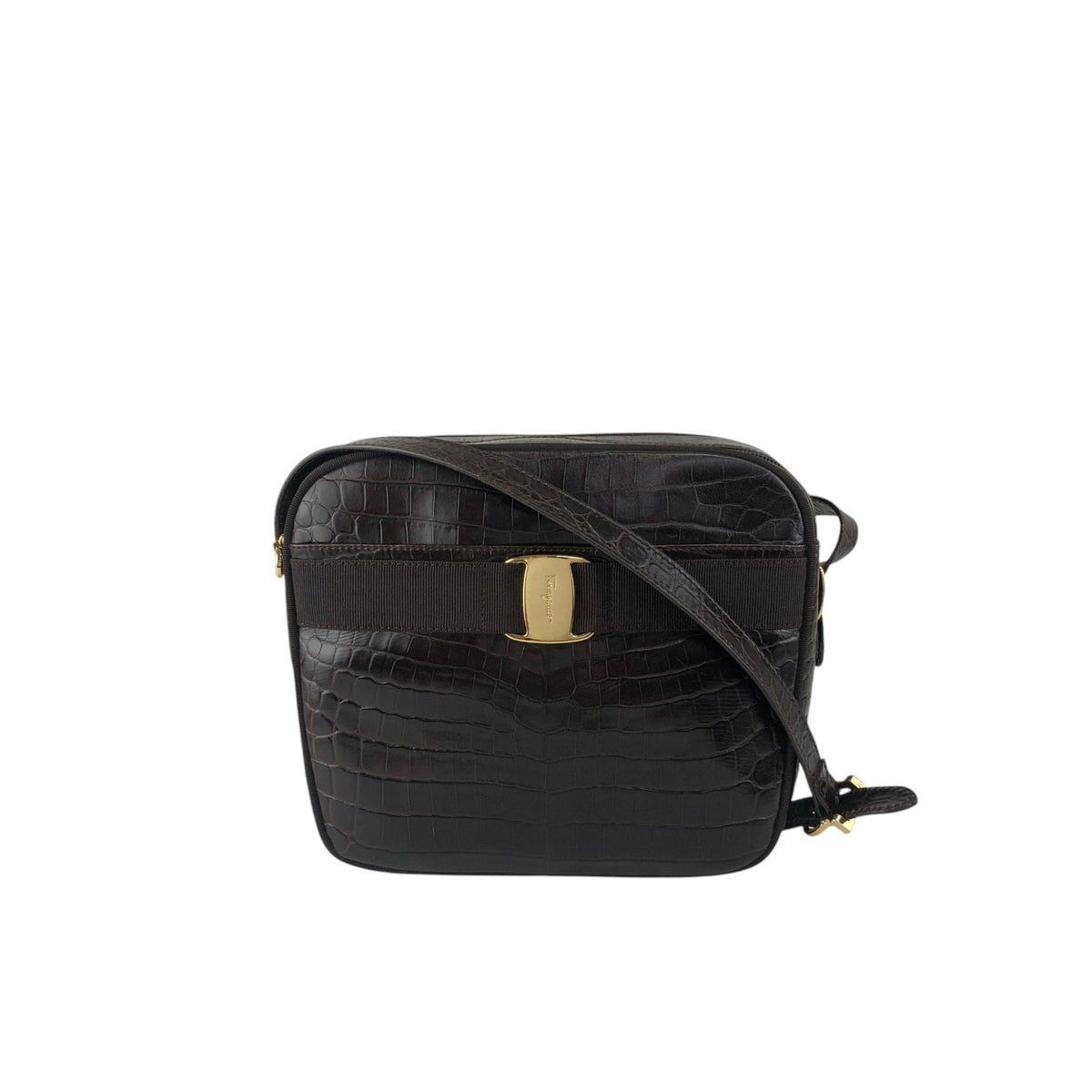 Salvatore Ferragamo Logo Shoulder bag Brown Vintage z3szbs