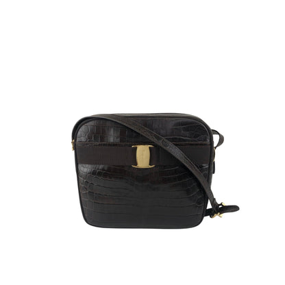 Salvatore Ferragamo Logo Shoulder bag Brown Vintage z3szbs