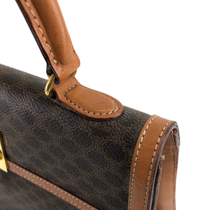 CELINE Macadam Gancini Top Handle Handbag Brown Vintage af3ben