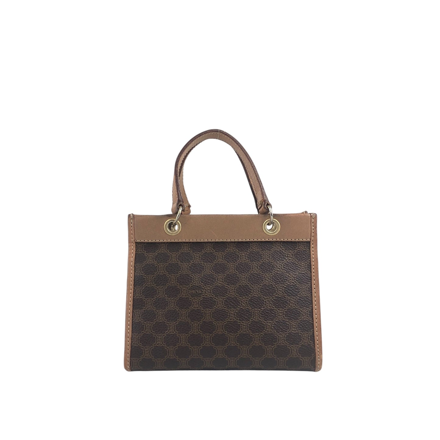CELINE Macadam Two-way Handbag Shoulder bag Brown Vintage 85it3e