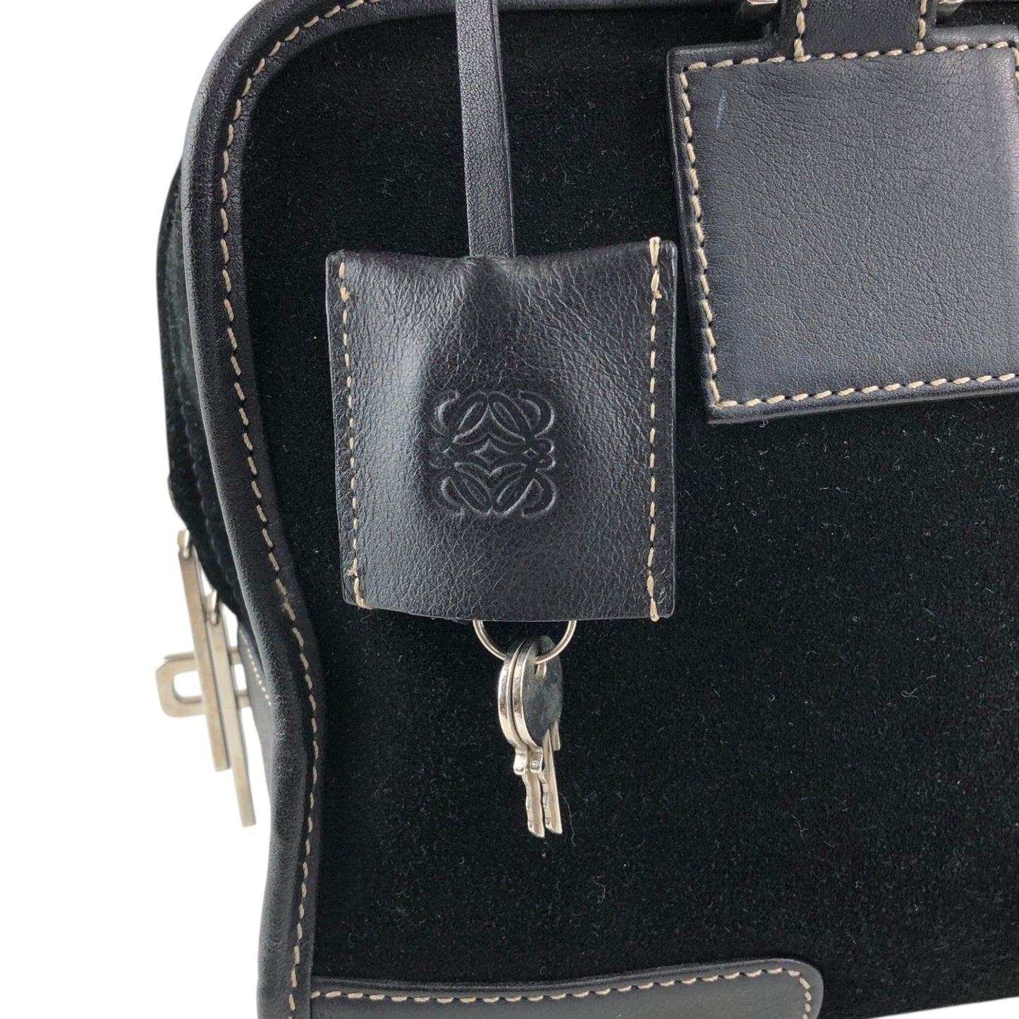 LOEWE Amazona28 Small Boston bag Handbag Black Vintage cbreh6