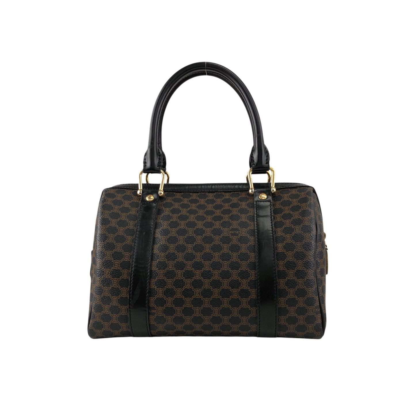 CELINE Macadam Two-way Small Boston bag Shoulder bag Black Vintage 5umhds