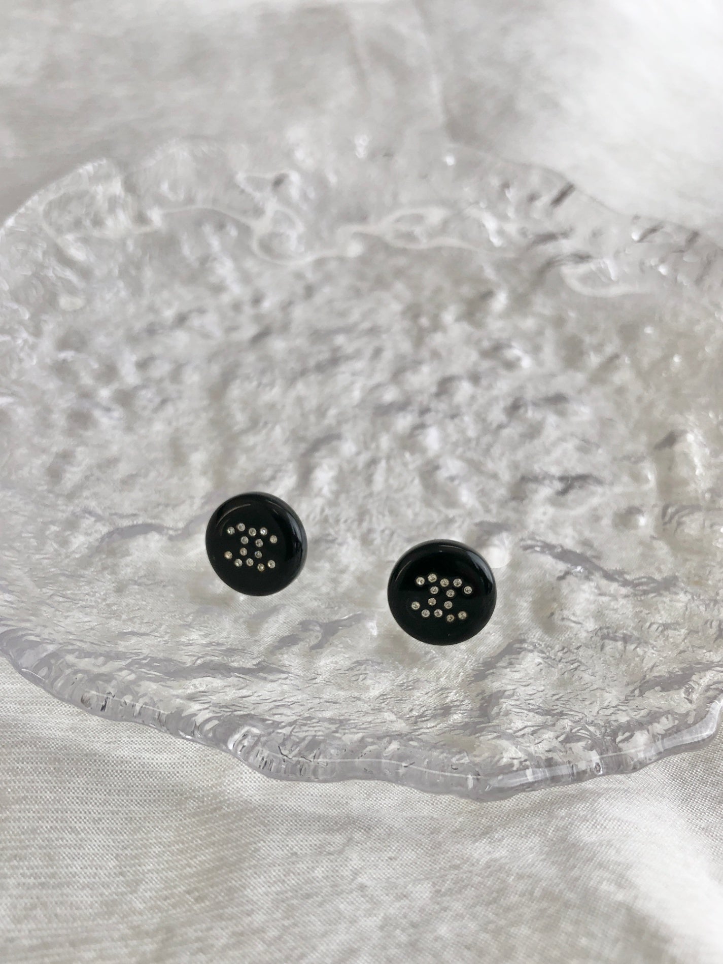 CHANEL Coco Mark Pierced Black Vintage 3rsdzf