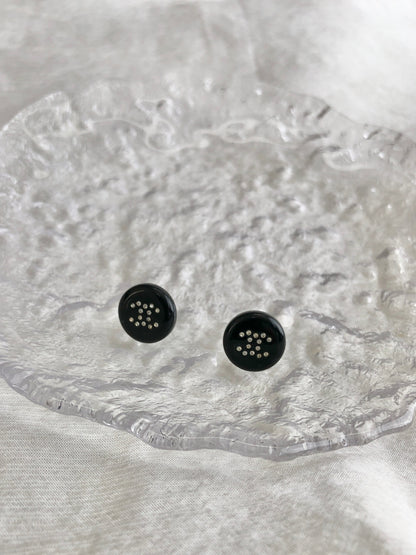 CHANEL Coco Mark Pierced Black Vintage 3rsdzf