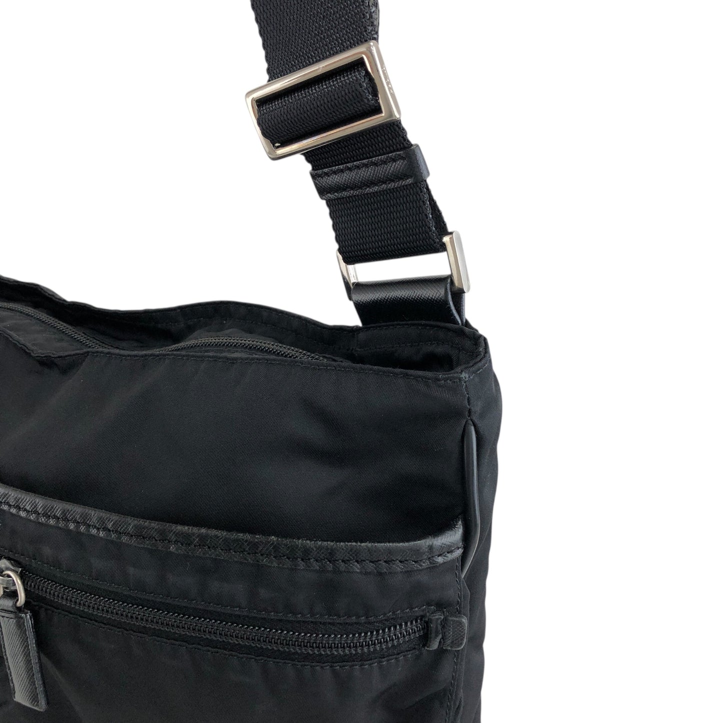 PRADA Tessuto Triangle logo Padlock Small Boston bag Handbag Black Vintage a5w87e