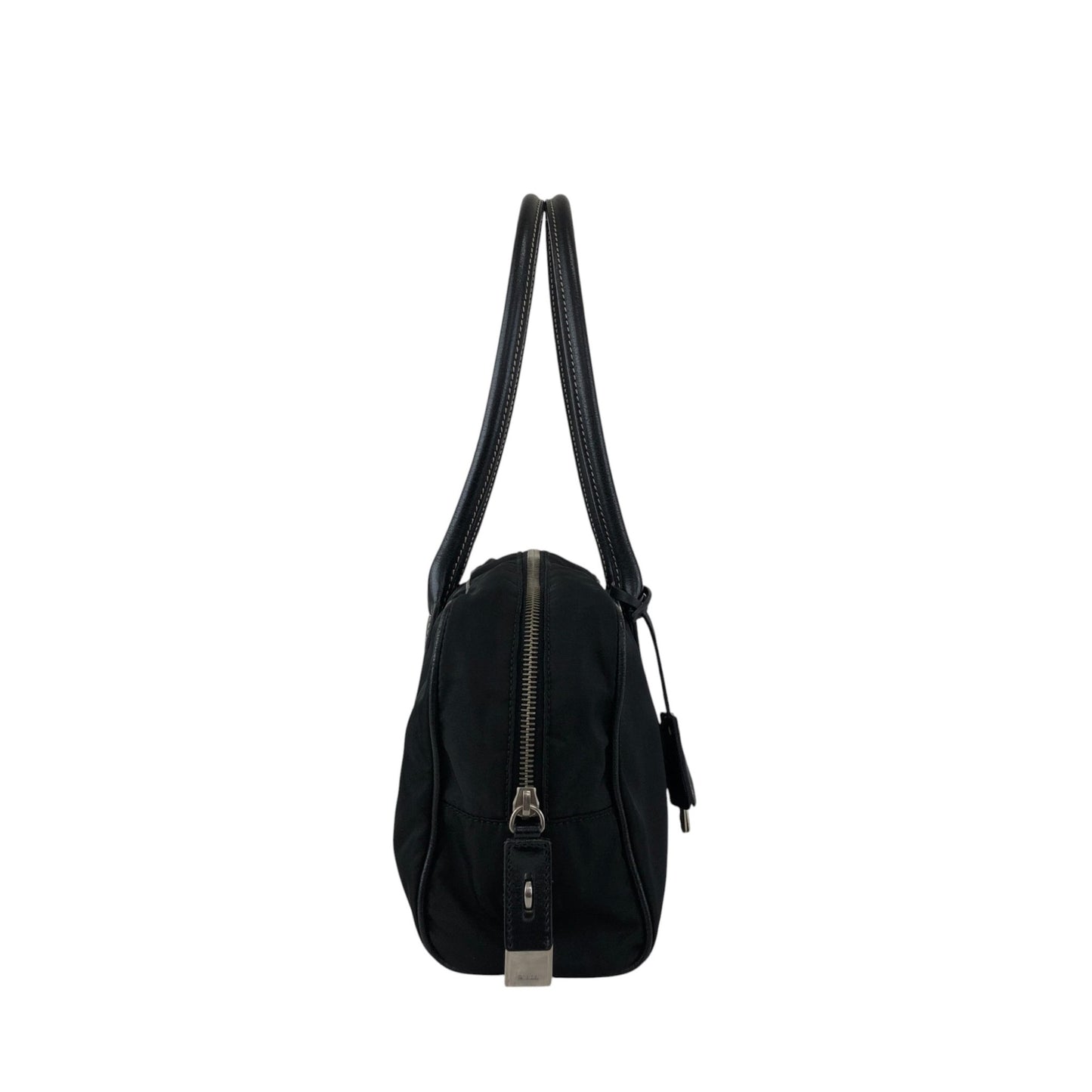 PRADA Tessuto Triangle Logo Padlock Small Boston bag Handbag Black Vintage xxiw34