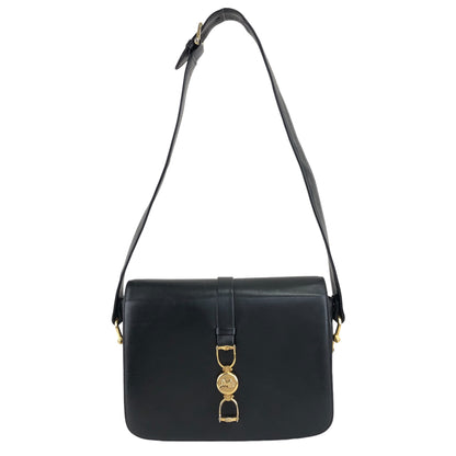 CELINE Horse Carriage Shoulder bag Black Vintage tinnie
