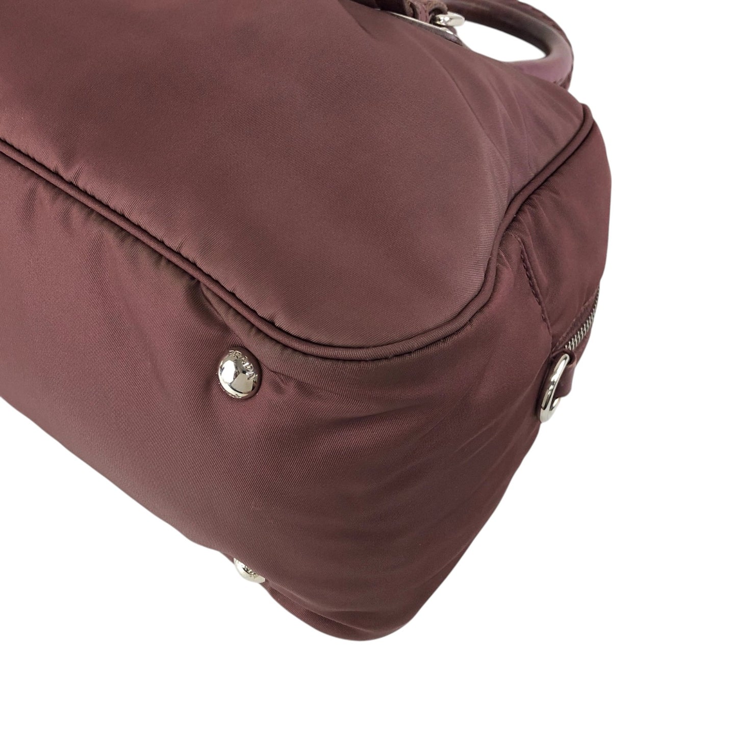 PRADA Logo Handbag Boston bag Brown Vintage 4x2uwa