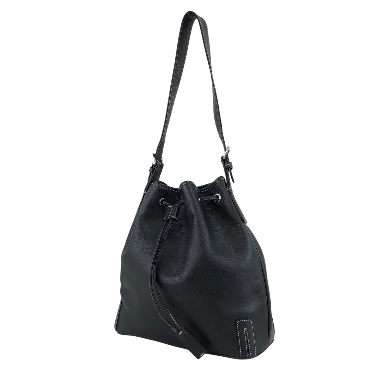 BURBERRY Nova Check Drawstring Shoulder bag Black Vintage 4iaxcb