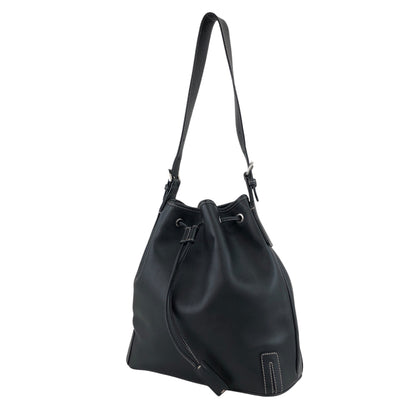 BURBERRY Nova Check Drawstring Shoulder bag Black Vintage 4iaxcb
